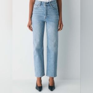 Denim Forum Arlo High Rise Straight Leg (26x28) Lighly Distressed Jean